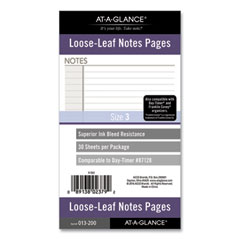 AT-A-GLANCE® Lined Notes Pages for Planners/Organizers, 6.75 x 3.75, White Sheets, Undated