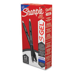 Sharpie® S-Gel™ S-Gel High-Performance Gel Pen, Retractable, Medium 0.7 mm, Blue Ink, Black Barrel, Dozen