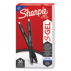 Sharpie® S-Gel™ S-Gel High-Performance Gel Pen, Retractable, Bold 1 mm, Blue Ink, Black Barrel, 36/Pack