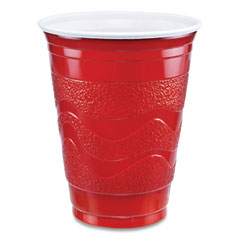 Dart® Solo Party Plastic Cold Drink Cups, Slip-Resistant Grip, 18 oz, Red, 20/Bag, 12 Bags/Carton