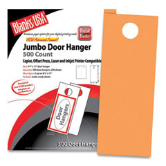 Blanks/USA® Jumbo Micro-Perforated Door Hangers, 65 lb Cover Weight, 8.5 x 11, Hunter's Orange, 2 Hangers/Sheet, 250 Sheets/Pack