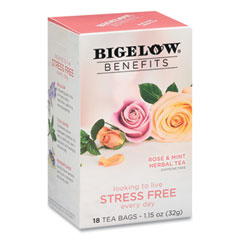 Bigelow® Benefits Rose & Mint Herbal Tea Bags, 0.6 oz Tea Bag, 18/Box