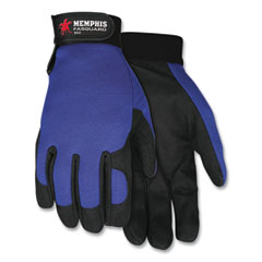 MCR™ Safety Clarino Synthetic Leather Palm Mechanics Gloves, Blue/Black, X-Large
