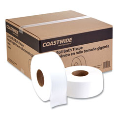 Coastwide Professional™ Jumbo One-Ply Toilet Paper, Septic Safe, White, 3.5" x 2,000 ft, 12 Rolls/Carton