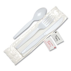 Dixie® Individually Wrapped Mediumweight Polystyrene Cutlery, Knife/Fork/Teaspoon/Salt/Pepper/Napkin, White, 250/Carton