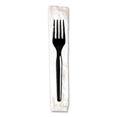 Dixie® Individually Wrapped Mediumweight Polystyrene Cutlery, Fork, Black, 1,000/Carton