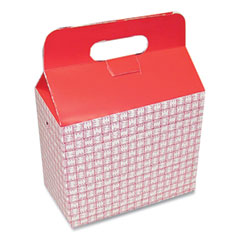 Dixie® Take-Out Barn One-Piece Paperboard Food Box, Basket-Weave Plaid Theme, 9.5 x 5 x 8, Red/White, Paper, 125/Carton