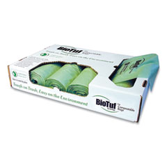 Heritage Biotuf Compostable Can Liners, 60 to 64 gal, 1 mil, 47" x 60", Green, 20 Bags/Roll, 5 Rolls/Carton