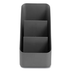 Poppin The Get-It-Together Small Desk Organizer, 3 Compartments, Polystyrene Plastic, 4 x 6.5 x 7.25, Dark Gray