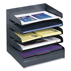 Safco® Steel Horizontal-Tray Desktop Sorter, 5 Sections, Letter Size Files, 12" x 9.5" x 11.25", Black