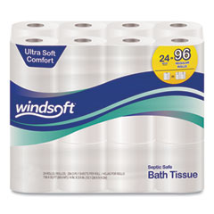 Windsoft® Premium Bath Tissue, Septic Safe, 2-Ply, White, 284 Sheets/Roll, 24 Rolls/Carton