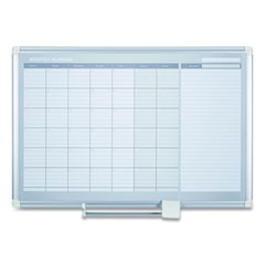 MasterVision® Magnetic Dry Erase Calendar Board, One Month, 48 x 36, White Surface, Silver Aluminum Frame