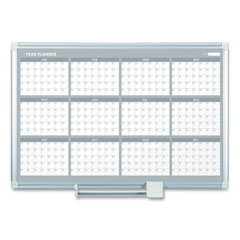 MasterVision® Magnetic Dry Erase Calendar Board, 12-Month, 36 x 24, White Surface, Silver Aluminum Frame