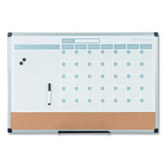 MasterVision® 3-in-1 Calendar Planner, 36 x 24, White Surface, Silver Aluminum Frame