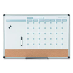 MasterVision® 3-in-1 Planner Board, 24 x 18, Natural/White Surface, Silver Aluminum Frame