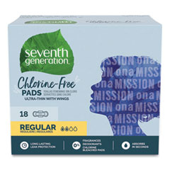 Seventh Generation® Chlorine-Free Ultra Thin Pads with Wings, Regular, 18/Pack