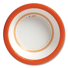 Perk™ Heavy-Weight Paper Bowls, 12 oz, White/Orange, 125/Pack, 4 Packs/Carton