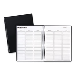 TRU RED™ Weekly Teacher Planner, Two-Page Spread (Nine Classes), 11 x 8.5, Black Cover