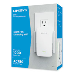 LINKSYS™ AC750 BOOST Wi-Fi Extender, 1 Port, Dual-Band 2.4 GHz/5 GHz