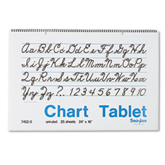 Pacon® Chart Tablets, Unruled, 24 x 16, White, 25 Sheets