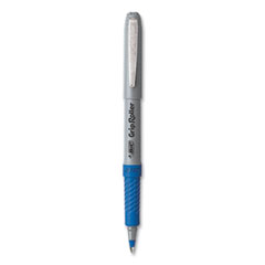 BIC® Roller Glide Roller Ball Pen, Stick, Fine 0.7 mm, Blue Ink, Gray Barrel, Dozen
