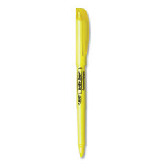 BIC® Brite Liner Highlighter, Fluorescent Yellow Ink, Chisel Tip, Yellow/Black Barrel, Dozen