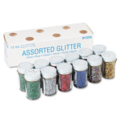Pacon® Spectra Glitter, .04 Hexagon Crystals, Assorted, .75 oz Shaker-Top Jar, 12/Pack
