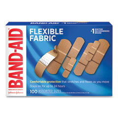 BAND-AID® Flexible Fabric Adhesive Bandages, Assorted, 100/Box