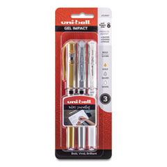 uni-ball® Impact Bold Gel Pen, Stick, Bold 1 mm, Assorted Marvelous Metallics Ink and Barrel Colors, 3/Pack