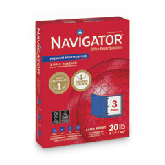 Navigator® Premium Multipurpose Copy Paper, 97 Bright, 3-Hole, 20 lb Bond Weight, 8.5 x 11, White, 500 Sheets/Ream, 10 Reams/Carton