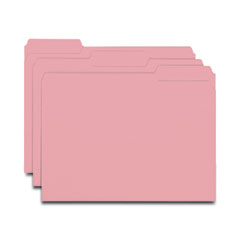 Interior File Folders, 1/3-Cut Tabs: Assorted, Letter Size, 0.75" Expansion, Pink, 100/Box