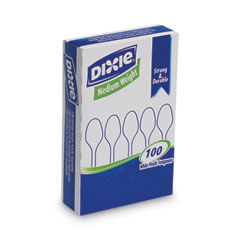 Dixie® Plastic Cutlery, Heavy Mediumweight Teaspoons, White, 100/Box
