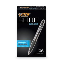 BIC® GLIDE Bold Ballpoint Pen Value Pack, Retractable, Bold 1.6 mm, Black Ink, Smoke Barrel, 36/Pack