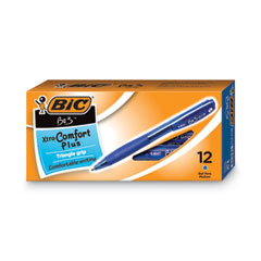 BIC® BU3 Ballpoint Pen, Retractable, Bold 1 mm, Blue Ink, Translucent Blue/Blue Barrel, Dozen
