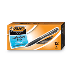 BIC® BU3 Ballpoint Pen, Retractable, Bold 1 mm, Black Ink, Smoke/Black Barrel, Dozen