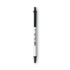 BIC® Clic Stic Ballpoint Pen, Retractable, Medium 1 mm, Black Ink, White Barrel, Dozen