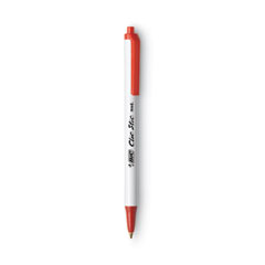 BIC® Clic Stic Ballpoint Pen, Retractable, Medium 1 mm, Red Ink, White Barrel, Dozen