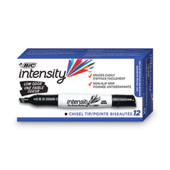 BIC® Intensity Low Odor Chisel Tip Dry Erase Marker, Broad Chisel Tip, Black, Dozen