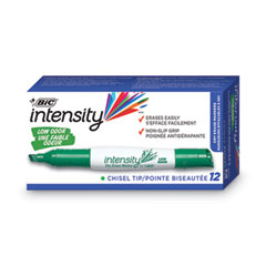BIC® Intensity Low Odor Chisel Tip Dry Erase Marker, Broad Chisel Tip, Green, Dozen