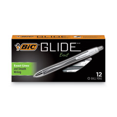 BIC® GLIDE Exact Ballpoint Pen, Retractable, Fine 0.7 mm, Black Ink, Black Barrel, Dozen