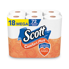 Scott® ComfortPlus Toilet Paper, Mega Roll, Septic Safe, 1-Ply, White, 425 Sheets/Roll, 18 Rolls/Pack