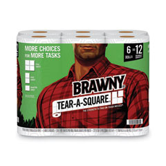 Brawny® Tear-A-Square Perforated Kitchen Roll Towels, 2-Ply, 5.5 x 11, 128 Sheets/Roll, 6 Rolls/Pack