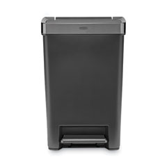 Rubbermaid® Commercial Premier Series III Step-On Waste Container, Rectangular, Plastic, 12.4 gal, Black with Stainless Steel Trim