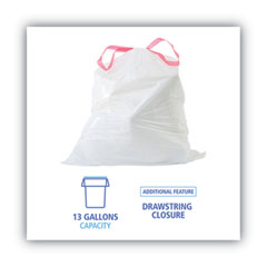OdorShield Tall Kitchen Drawstring Bags, 13 gal, 0.72 mil, 24 x 27.38,  White, 80 Bags/Box, 3 Boxes/Carton