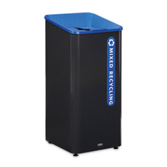Rubbermaid® Commercial Sustain Decorative Refuse with Recycling Lid, 23 gal, Metal/Plastic, Black/Blue