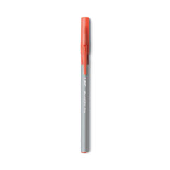 BIC® Round Stic Grip Xtra Comfort Ballpoint Pen, Easy-Glide, Stick, Medium 1.2 mm, Red Ink, Gray/Red Barrel, Dozen