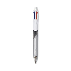 BIC® 4-Color 3 + 1 Multi-Color Ballpoint Pen/Pencil, Retractable, 1 mm Pen/0.7 mm Pencil, Black/Blue/Red Ink, Gray/White Barrel