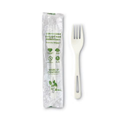 World Centric® TPLA Compostable Cutlery, Fork, 6.3", White, 750/Carton