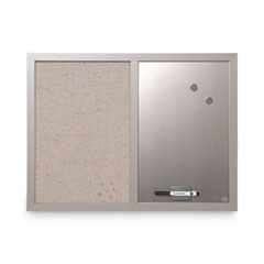 MasterVision® Designer Combo Fabric Bulletin/Dry Erase Board, 24 x 18, Multicolor/Gray Surface, Gray MDF Wood Frame