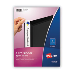 Avery® Binder Spine Inserts, 1.5" Spine Width, 5 Inserts/Sheet, 5 Sheets/Pack